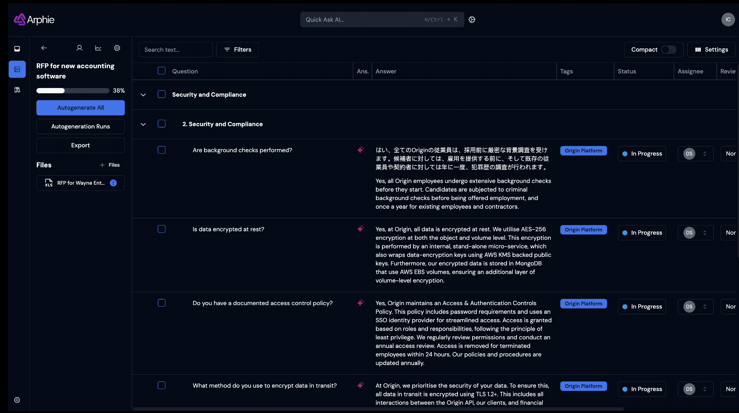Arphie — table UI