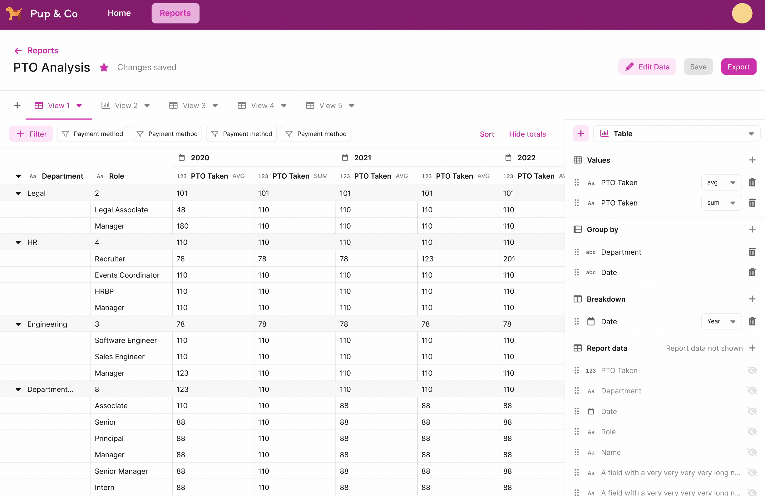 Explo — report builder